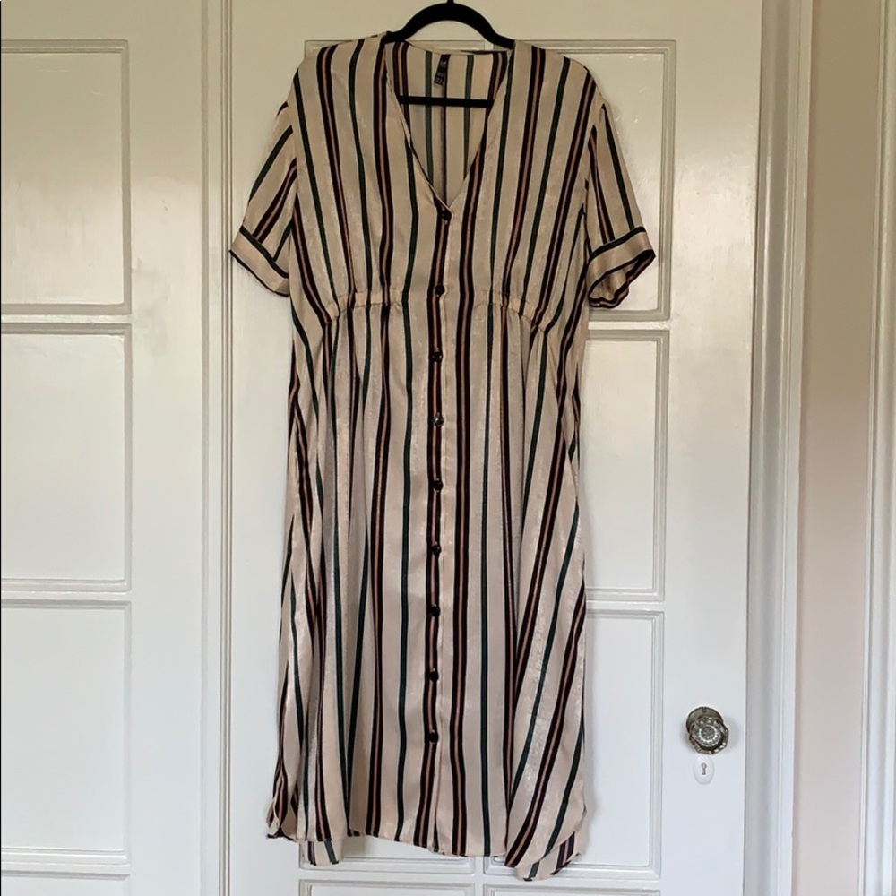 Zara Silky Striped Shirtdress